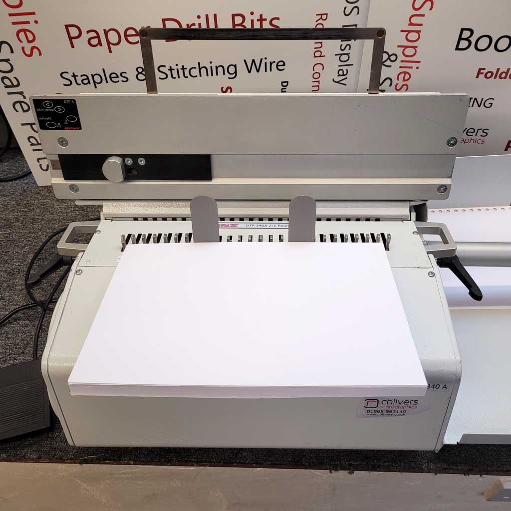 Used / Pre-owned Renz DTP-340A Wire Binder with 2:1 Round Hole Die