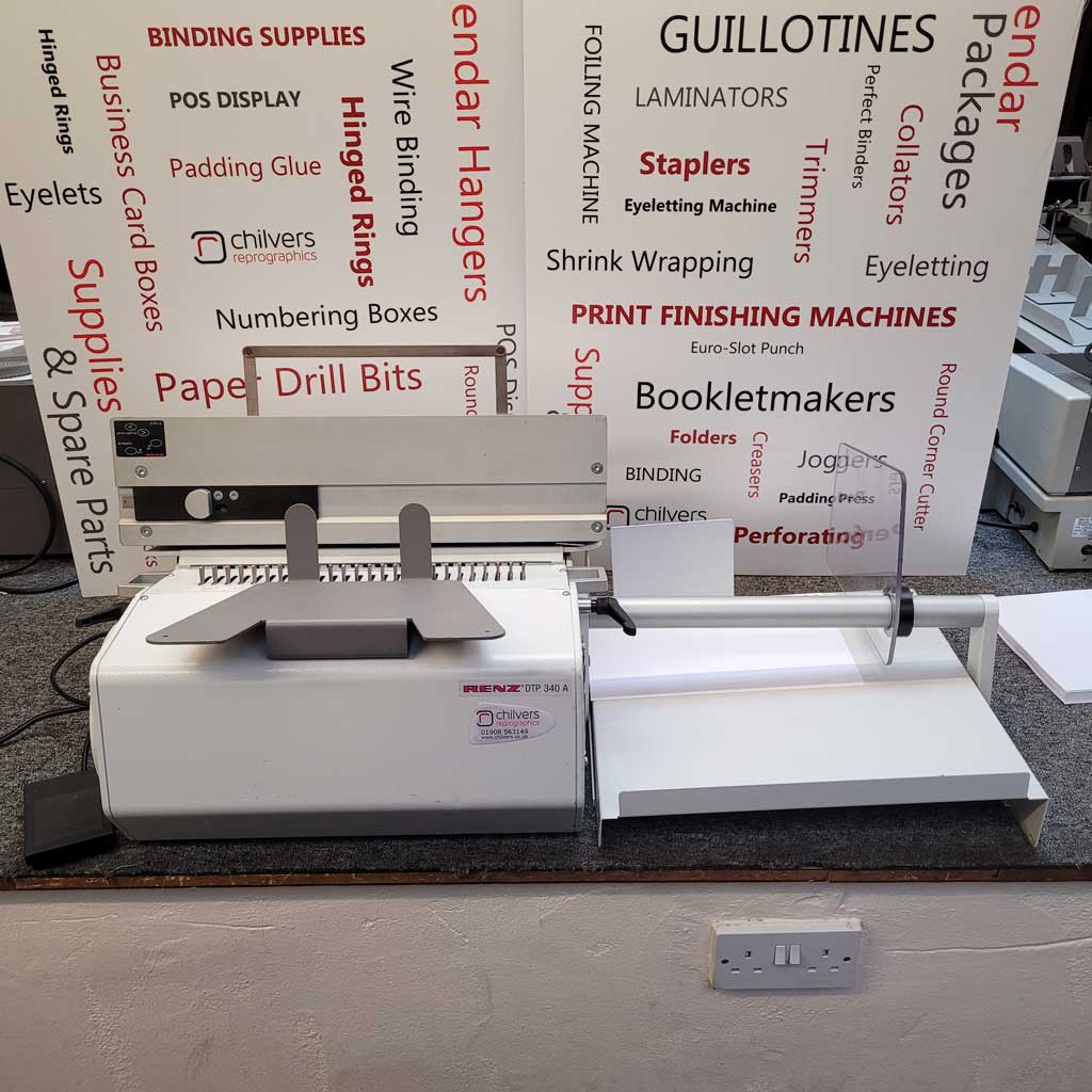 Used / Pre-owned Renz DTP-340A Wire Binder with 2:1 Round Hole Die