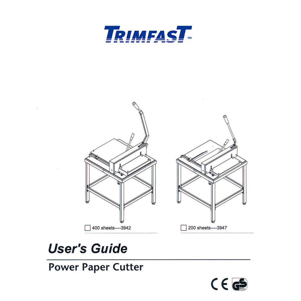 Trimfast 430 Guillotine Operation Manual (Digital Copy)